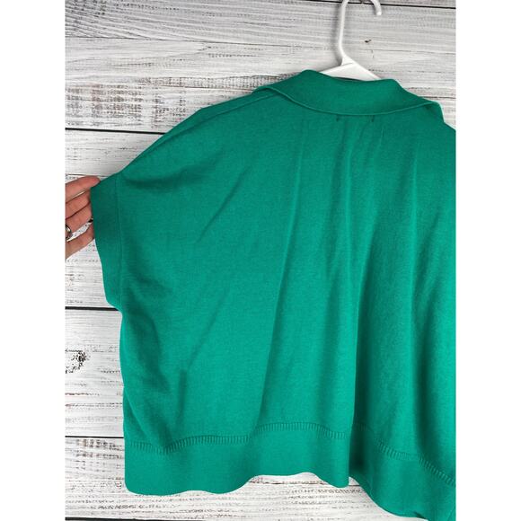 Banana Republic OVERSIZED JOHNNY-COLLAR SWEATER Kelly Green Linen XS Small Boxy - Picture 10 of 10